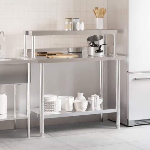 KUCHENNY STÓŁ ROBOCZY Z PÓŁKĄ 110X55X120CM STAL NIERDZEWNA