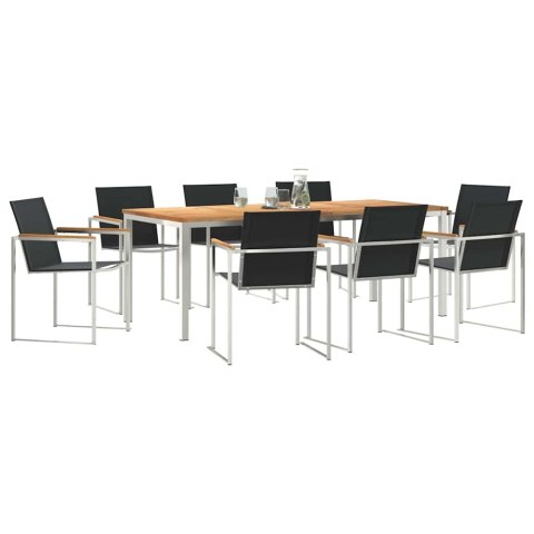 VidaXL Zestawdojedzeniawogrodzie 9 pcs DrewnoTekowe