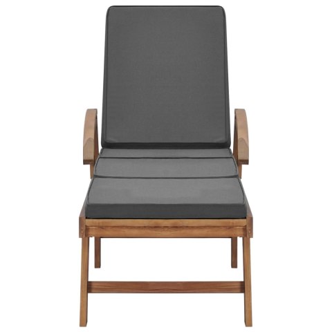 LEŻAKI Z PODUSZKAMI 2 SZT DREWNO TEKOWE CIEMNOSZARE