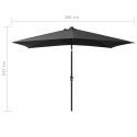 PARASOL Z LAMPKAMI LED NA STALOWYM SŁUPKU ANTRACYT 2X3M