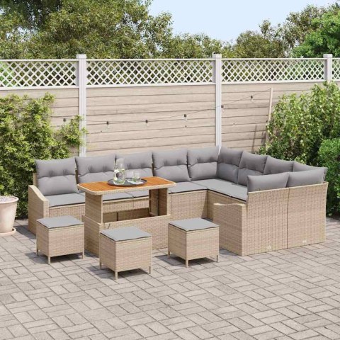 ZESTAW SOF NA OGRÓD 13 SZT. BEŻOWY I JASNOSZARY 110X55X71CM