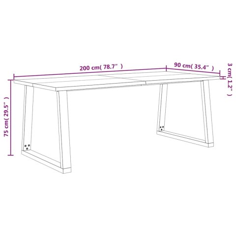 STÓŁ Z NATURALNĄ KRAWĘDZIĄ 200X90X75CM LITE DREWNO AKACJOWE