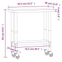 KUCHENNY STÓŁ ROBOCZY NA KÓŁKACH 82,5X30X85CM STAL NIERDZEWNA