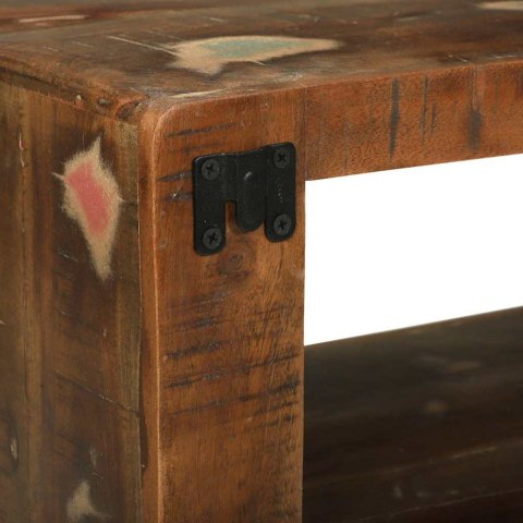 STÓŁ POD TELEWIZOR Z PÓŁKĄ WIELOKOLOROWE LITE DREWNO Z ODZYSKU