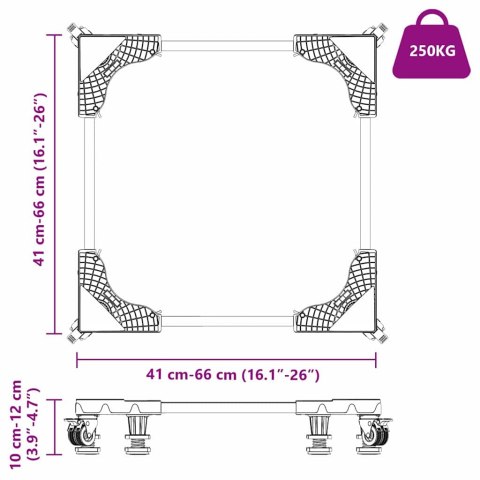 PODSTAWKA POD PRALKĘ Z KÓŁKAMI REGULOWANA METALOWA STABILNA 250KG