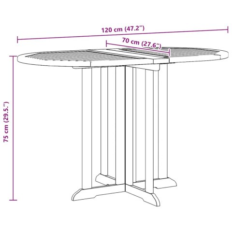 SKŁADANY STÓŁ OGRODOWY 120X70X75CM LITE DREWNO TEKOWE