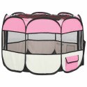 SKŁADANY KOJEC DLA PSA Z TORBĄ RÓŻOWY 90X90X58CM
