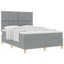 VidaXL Łóżko sprężynowe Z zagłówkiem Jasnoszary 140 x 200 cm tkanina