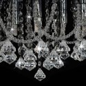 LAMPA SUFITOWA Z KRYSZTAŁKAMI I KORALIKAMI SREBRNA OKRĄGŁA