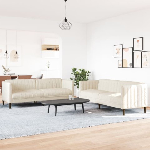 2-CZ. KOMPLET WYPOCZYNKOWY KREMOWY OBITY TKANINĄ