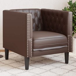 FOTEL CHESTERFIELD BRĄZOWY TAPICEROWANY SZTUCZNĄ SKÓRĄ