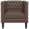 FOTEL CHESTERFIELD BRĄZOWY TAPICEROWANY SZTUCZNĄ SKÓRĄ