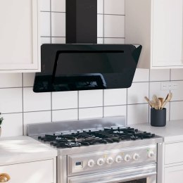 VidaXL Okap kuchenny, 90 cm, stal nierdzewna i hartowane szkło, czarny