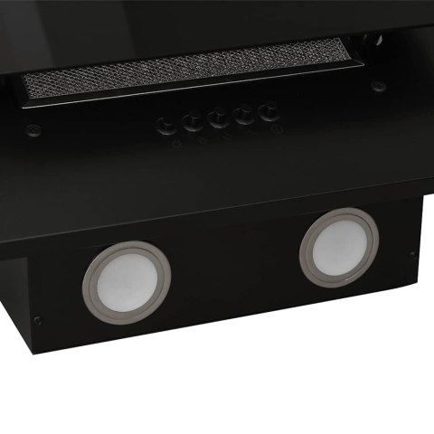 VidaXL Okap kuchenny, 90 cm, stal nierdzewna i hartowane szkło, czarny