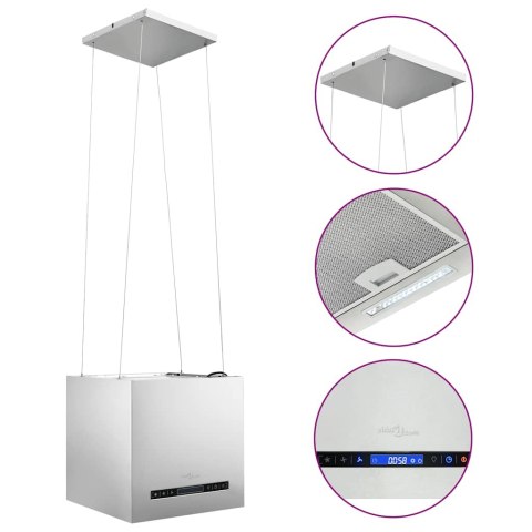 WISZĄCY OKAP NAD WYSPĘ DOTYKOWY LCD 37CM STAL NIERDZEWNA