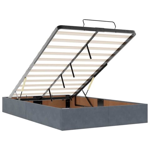 ŁÓŻKO OTOMANA Z MATERACEM SZARA 120X190CM AKSAMIT