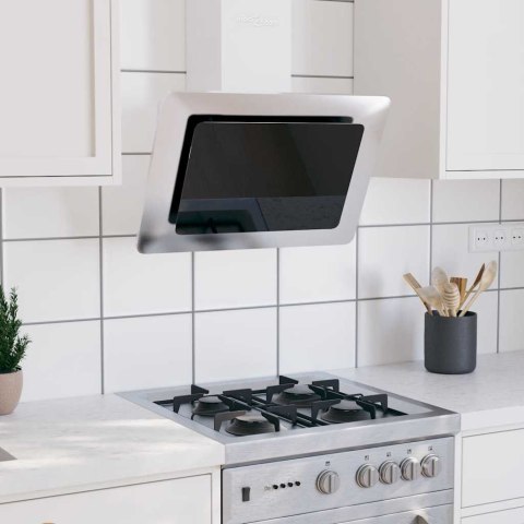 VidaXL Okap kuchenny, 60 cm, stal nierdzewna, hartowane szkło, srebrny