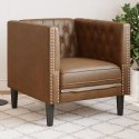 FOTEL CHESTERFIELD BRĄZOWY SZTUCZNA SKÓRA ZAMSZOWA