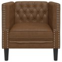 FOTEL CHESTERFIELD BRĄZOWY SZTUCZNA SKÓRA ZAMSZOWA