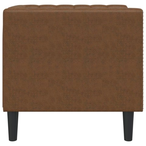 FOTEL CHESTERFIELD BRĄZOWY SZTUCZNA SKÓRA ZAMSZOWA