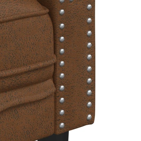 FOTEL CHESTERFIELD BRĄZOWY SZTUCZNA SKÓRA ZAMSZOWA