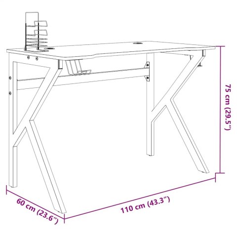 BIURKO DO GIER Z NOGAMI W KSZTAŁCIE K CZARNE 110X60X75CM