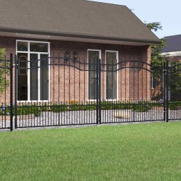 BRAMA OGRODZENIOWA Z WŁÓCZNIĄ CZARNA 406X150CM MALOWANA PROSZKOWO STAL