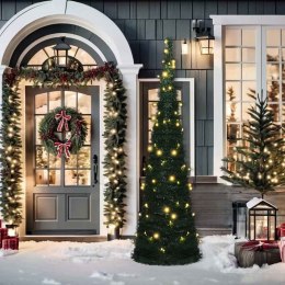 SZTUCZNA CHOINKA Z GIRLANDY Z LAMPKAMI ZIELONA 150CM