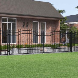 BRAMA OGRODZENIOWA Z WŁÓCZNIĄ CZARNA 406X125CM MALOWANA PROSZKOWO STAL