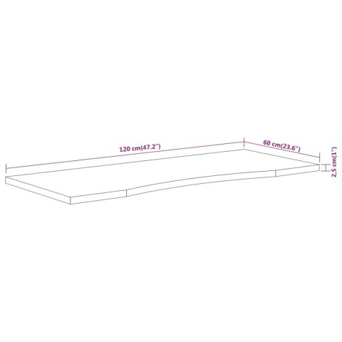 BLAT BIURKA 120X60X2,5CM PROSTOKĄTNY LITE DREWNO AKACJOWE