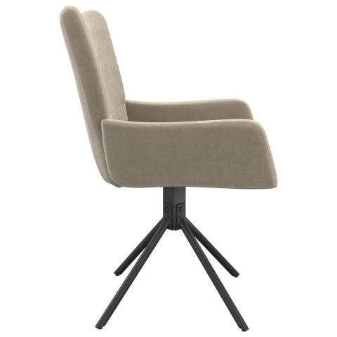 OBROTOWE KRZESŁA STOŁOWE 2 SZT. JASNOSZARE AKSAMITNE