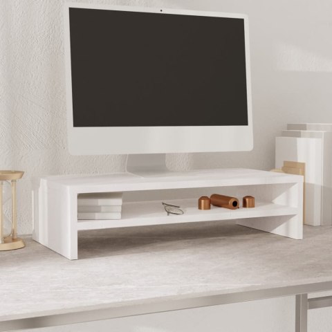 PODSTAWKA NA MONITOR BIAŁA 50X24X13CM LITE DREWNO SOSNOWE