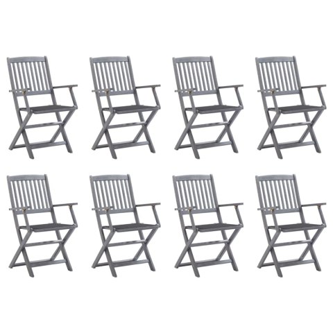 SKŁADANE KRZESŁA OGRODOWE Z PODUSZKAMI 8 SZT. DREWNO AKACJOWE