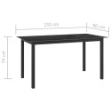 STÓŁ OGRODOWY ANTRACYTOWY 150X90X74CM ALUMINIUM I SZKŁO