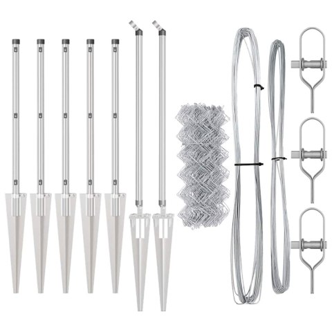 OGRODZENIE Z OGNIW ZE SŁUPKAMI SREBRNY 0.4X10 M STAL