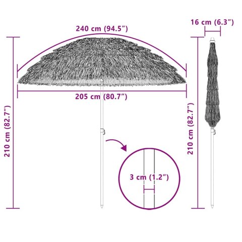 PARASOL PLAŻOWY BRĄZOWY Ø 206X209.5CM STAL