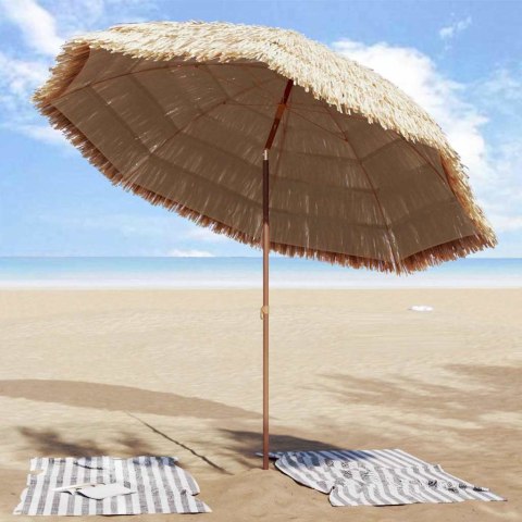 PARASOL PLAŻOWY BRĄZOWY Ø 265X267CM STAL