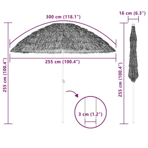 PARASOL PLAŻOWY BRĄZOWY Ø 265X267CM STAL