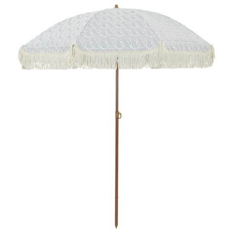 PARASOL PLAŻOWY SZARY I BIAŁY Ø 160X195CM STAL