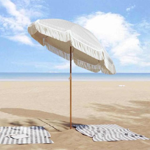 PARASOL PLAŻOWY SZARY I BIAŁY Ø 160X195CM STAL