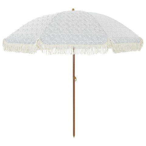 PARASOL PLAŻOWY SZARY I BIAŁY Ø 205X209CM STAL