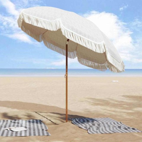 PARASOL PLAŻOWY SZARY I BIAŁY Ø 205X209CM STAL