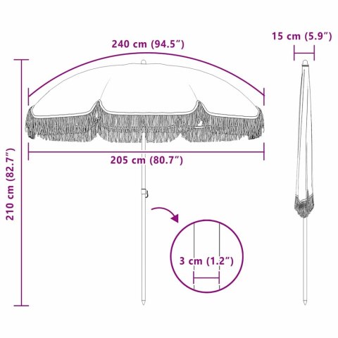 PARASOL PLAŻOWY SZARY I BIAŁY Ø 205X209CM STAL