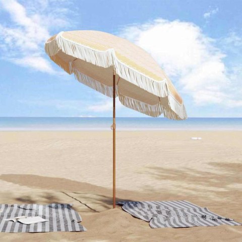 PARASOL PLAŻOWY ŻÓŁTY I BIAŁY Ø 160X195CM STAL