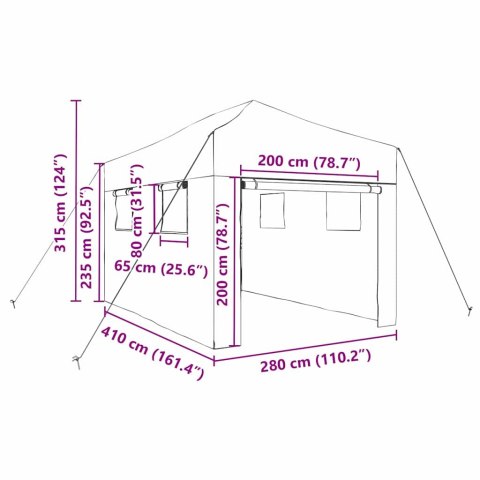 SZKLARNIA Z DACHEM ZIELONY 280X410X315CM STAL