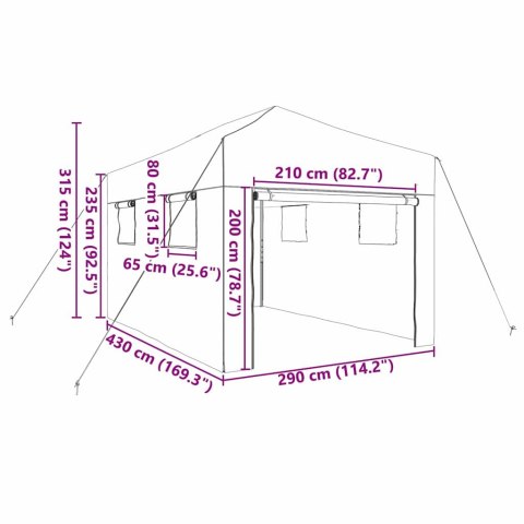 SZKLARNIA OGRODOWA Z DACHEM ZIELONA 290X430X315CM STAL