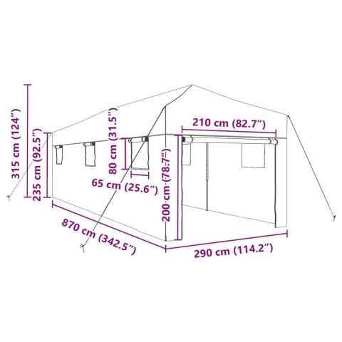 SZKLARNIA Z DACHEM ZIELONY 290X870X315CM STAL
