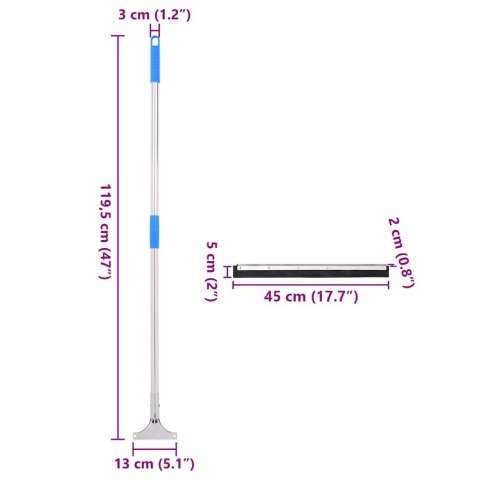VidaXL Podłogowe ściągaczki do wody, 5 szt., 45,5x119,5cm, stal i guma