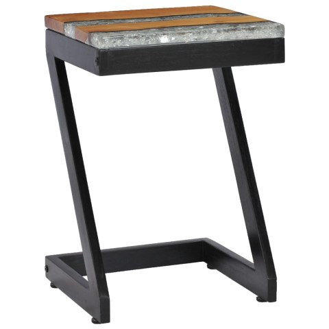 STOLIK KAWOWY 30X30X50CM LITE DREWNO TEKOWE I POLIŻYWICA