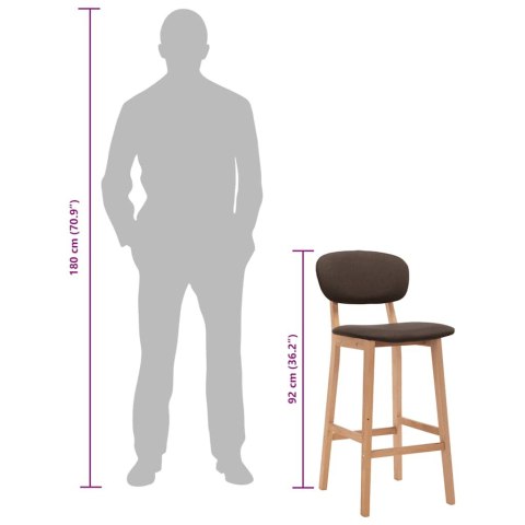 KRZESŁA BAROWE 2 SZT. BRĄZOWE OBITE TKANINĄ